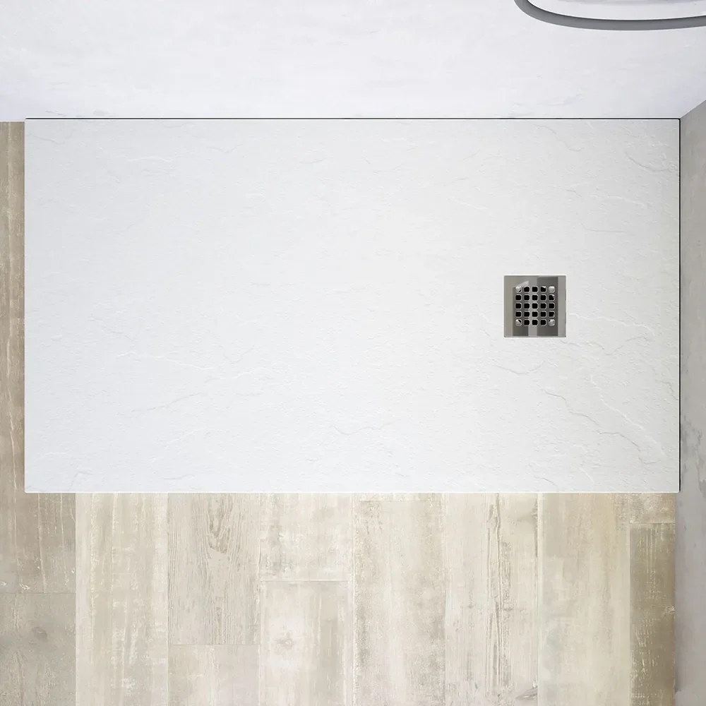 Piatto doccia rettangolare 80x150 cm in marmoresina bianco effetto pietra h3 cm | Milos - Image 6