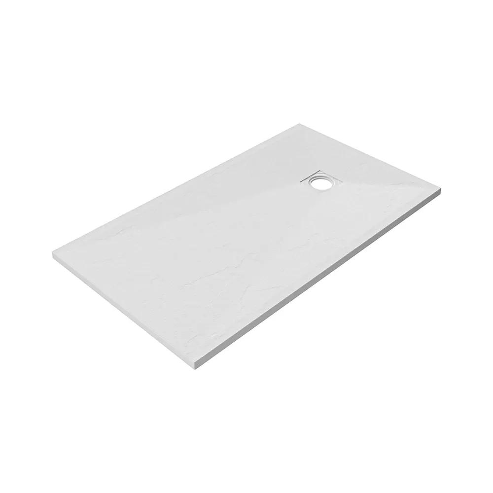 Piatto doccia rettangolare 90x130 cm in marmoresina bianco effetto pietra h3 cm | Milos - Image 7