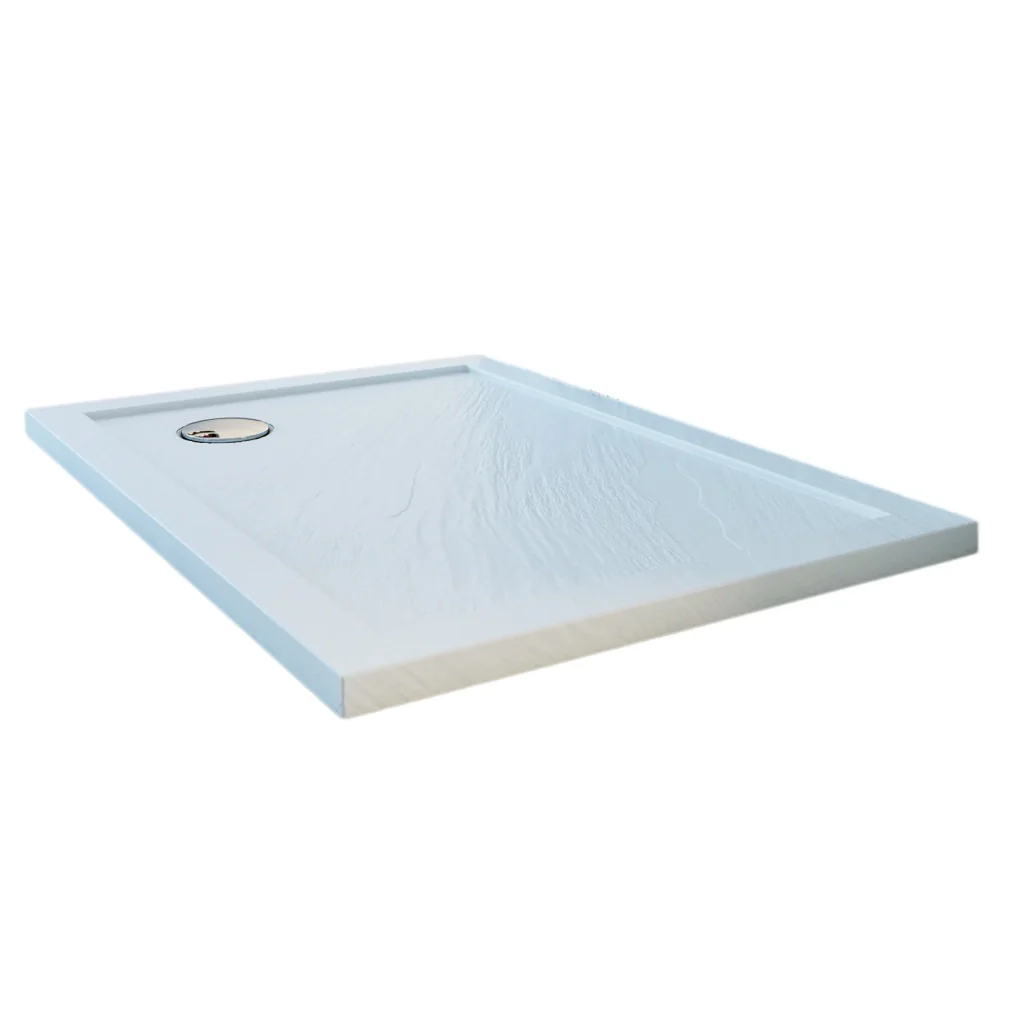 Piatto Doccia Slim 75x75x4 cm Quadrato Acrilico Bordato Bianco Effetto Pietra mod. Flower - Image 6
