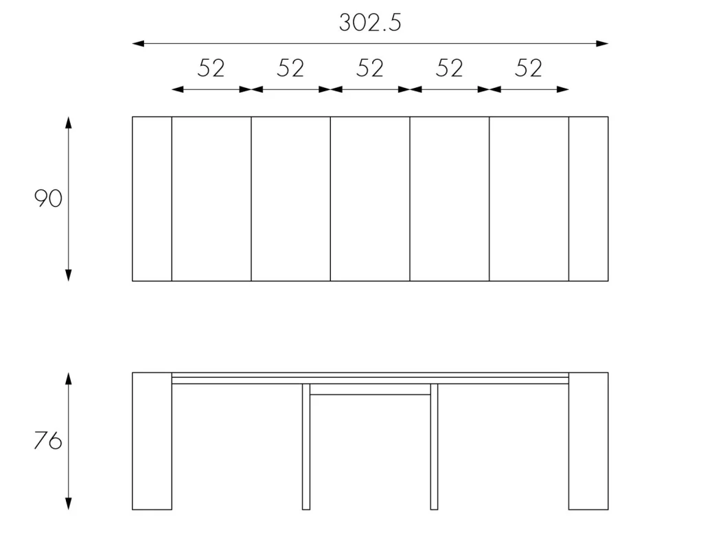 Consolle Allungabile 90x42,5/302,5xH76 cm in MDF Pinocchio Grigio - Image 5