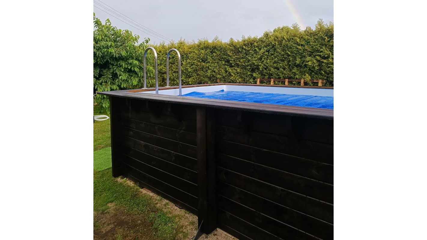 Piscina in legno AQUA 4.65 x 2.85 - H.1.24 m, azzurro chiaro, con supporti fissati al calcestruzzo - BAS7306OSPL - ALTANKA - Image 6