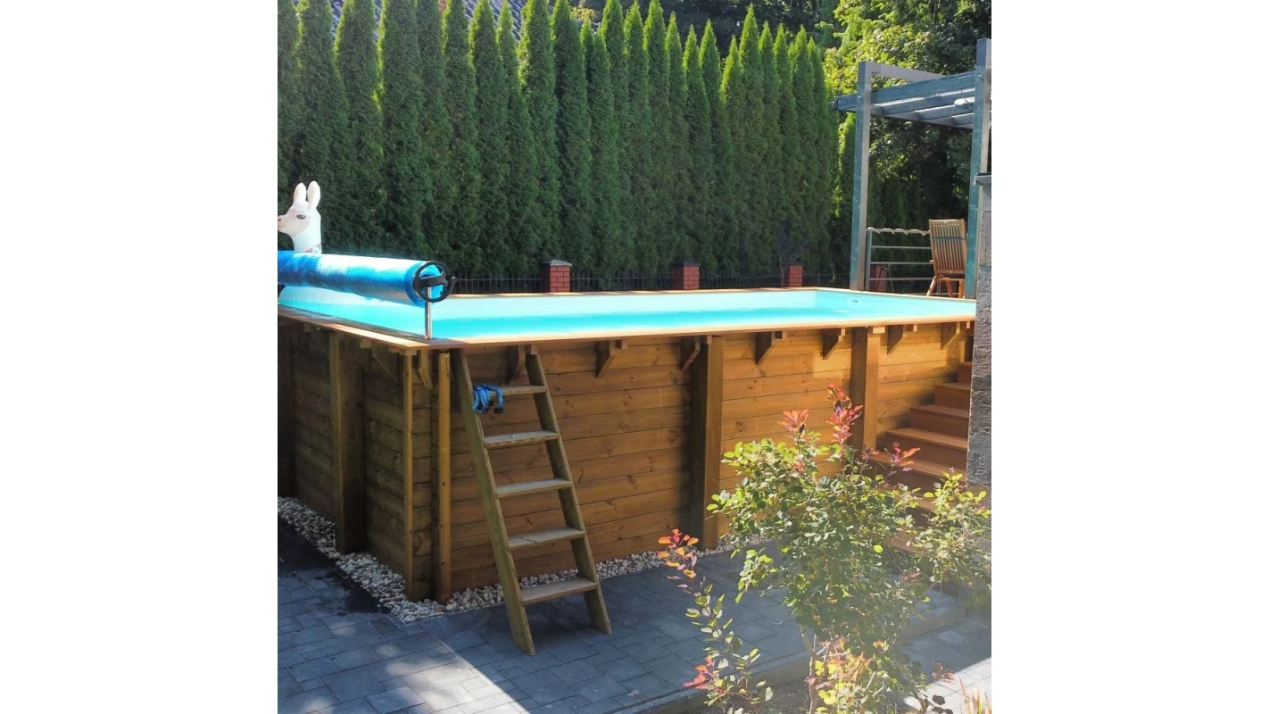 Piscina in legno AQUA 4.65x2.85 - H.1.24 m su telaio senza cementazione - BAS7306OSPU - ALTANKA - Image 5