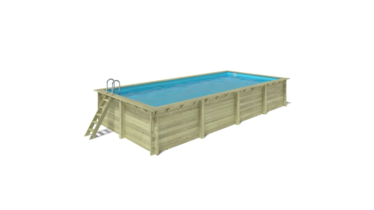 Piscina in legno AQUA 8.5 x 4.35 - H.1.45 m, azzurro chiaro, Su telaio - senza cementazione - BAS7309OSPU - ALTANKA - Image 3