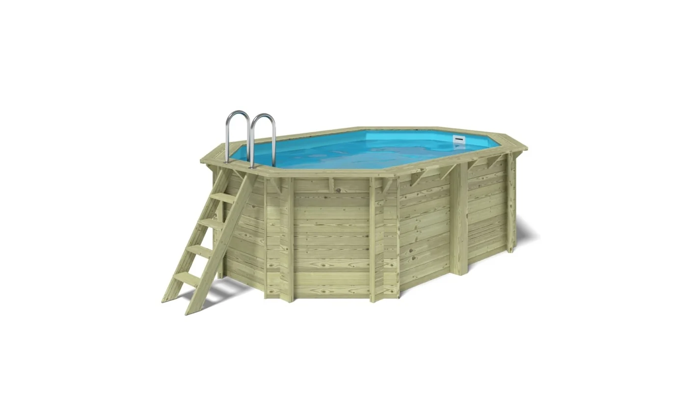 Piscina in legno NEMO 4.3 x 3 - H.1.31 m, azzurro chiaro, con supporti fissati al calcestruzzo - BAS7303OSPL - ALTANKA - Image 3