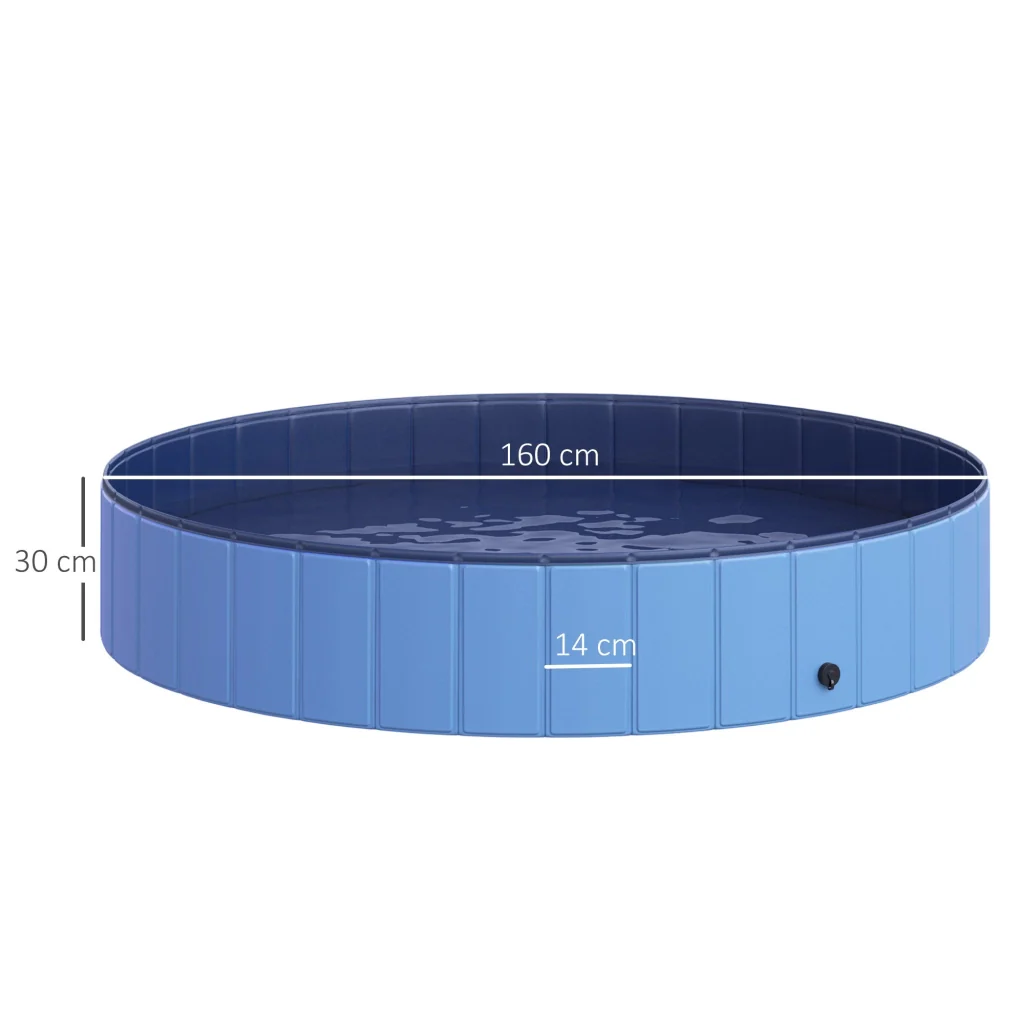 Piscina Pieghevole per Cani in PVC Azzurro Ø160x30h cm - Image 3