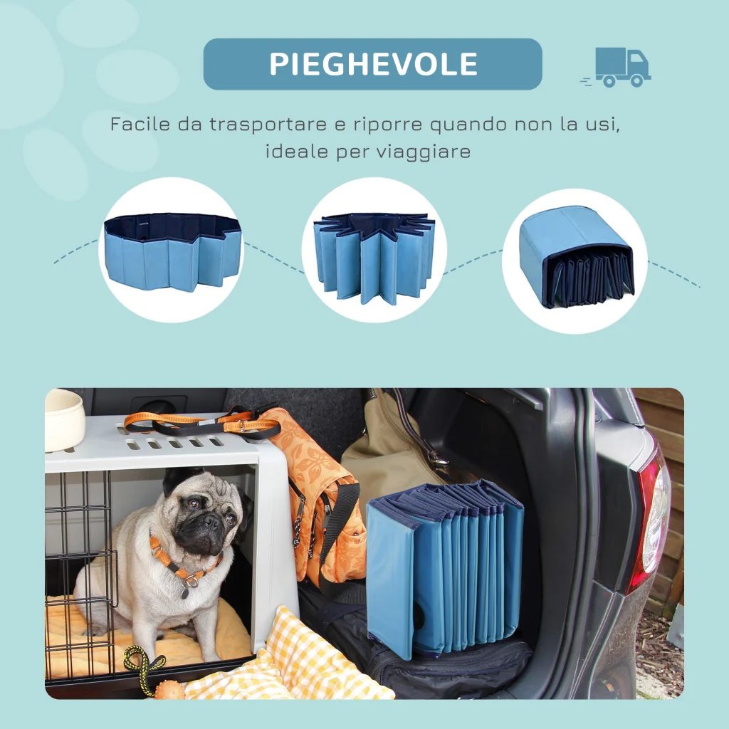 Piscina Pieghevole per Cani in PVC Azzurro Ø160x30h cm - Image 5
