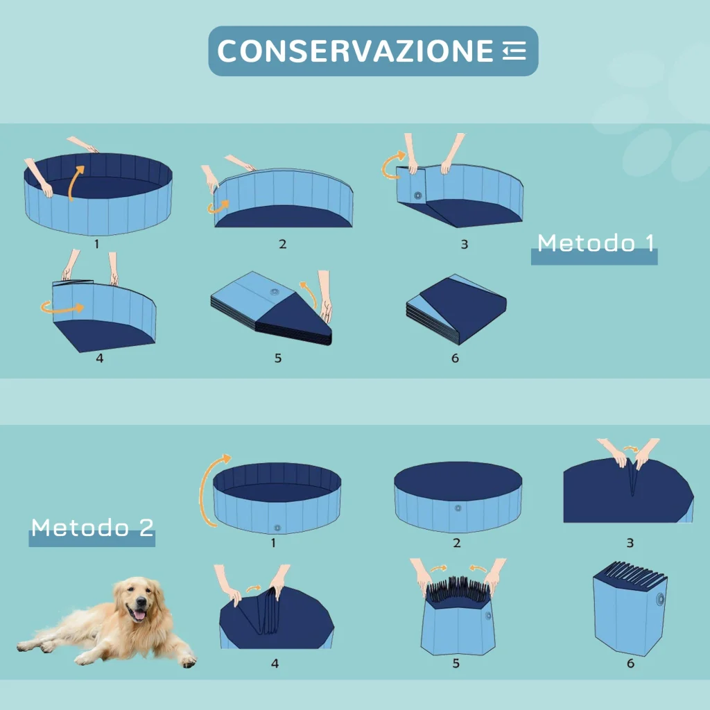 Piscina Pieghevole per Cani in PVC Azzurro Ø160x30h cm - Image 7