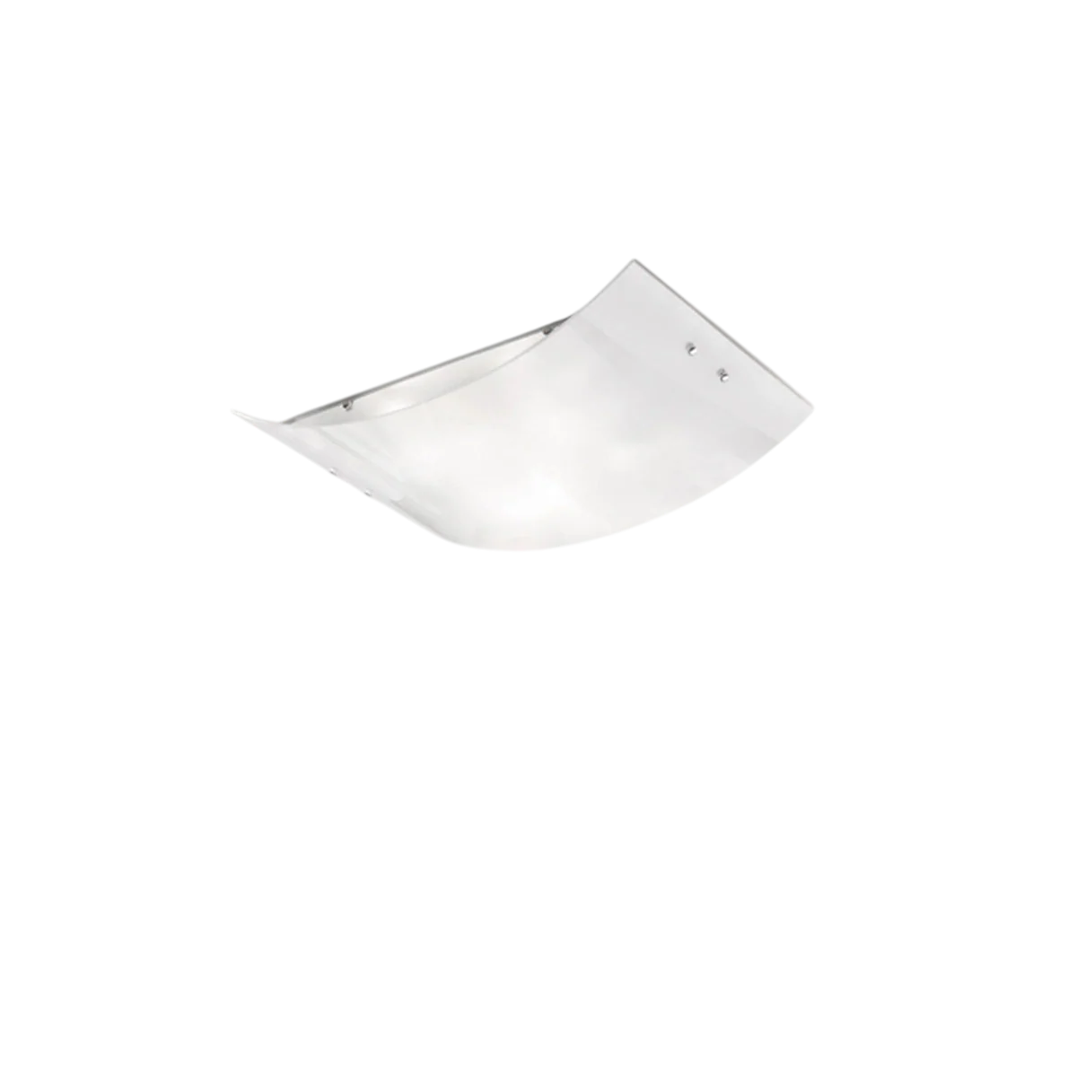 Plafoniera Michela piccola 32x21cm bianco lucido 2XE27, vetro curvo con base cromata, IP20, max 2x42W, lampada da soffitto elegante