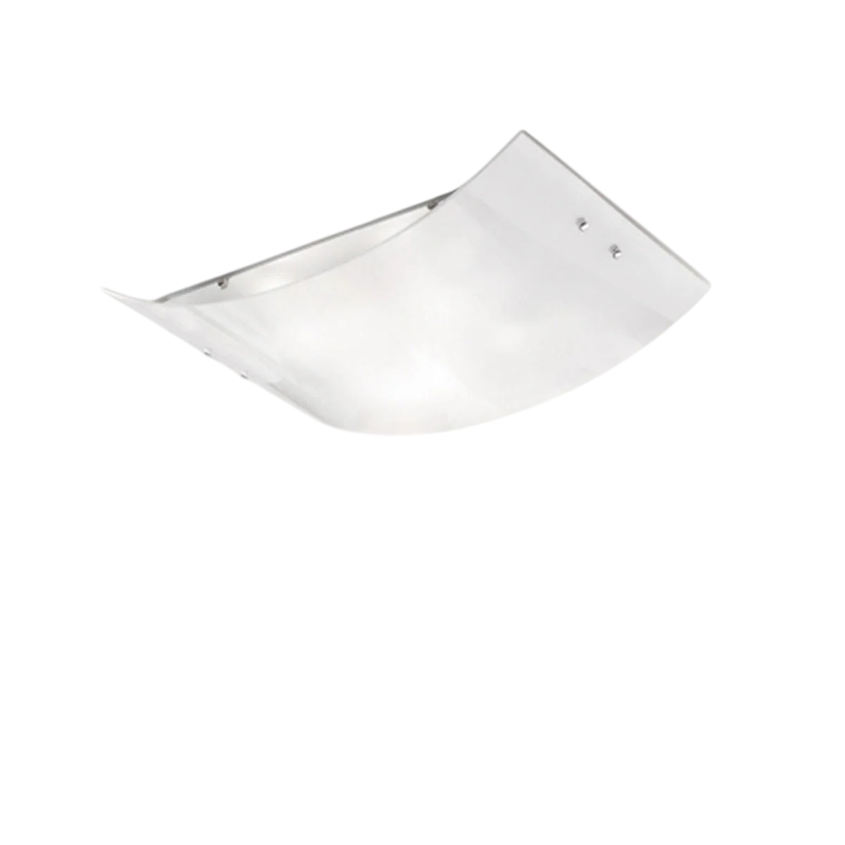 Plafoniera Michela grande 45x30cm bianco lucido 2XE27, vetro curvo con base cromata, IP20, max 2x52W, lampada da soffitto elegante