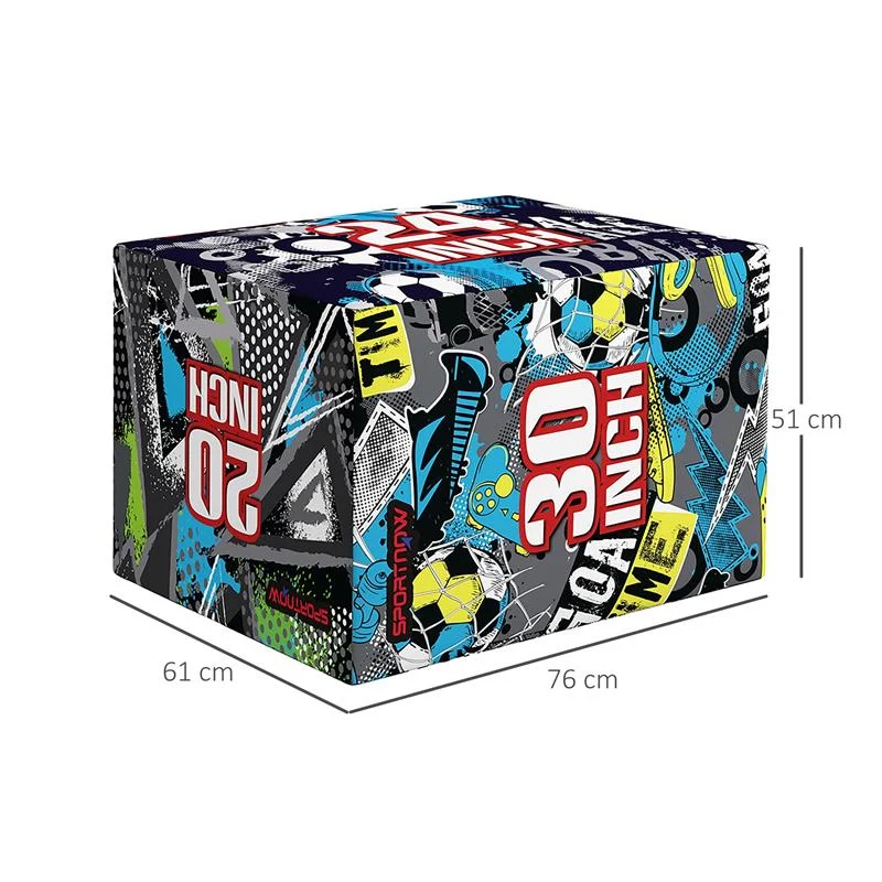 PLYO BOX 3 ALTEZZE JUMPING BOX ANTISCIVOLO PER CASA E PALESTRA, 76X61X51CM, MULTICOLORE - Image 4