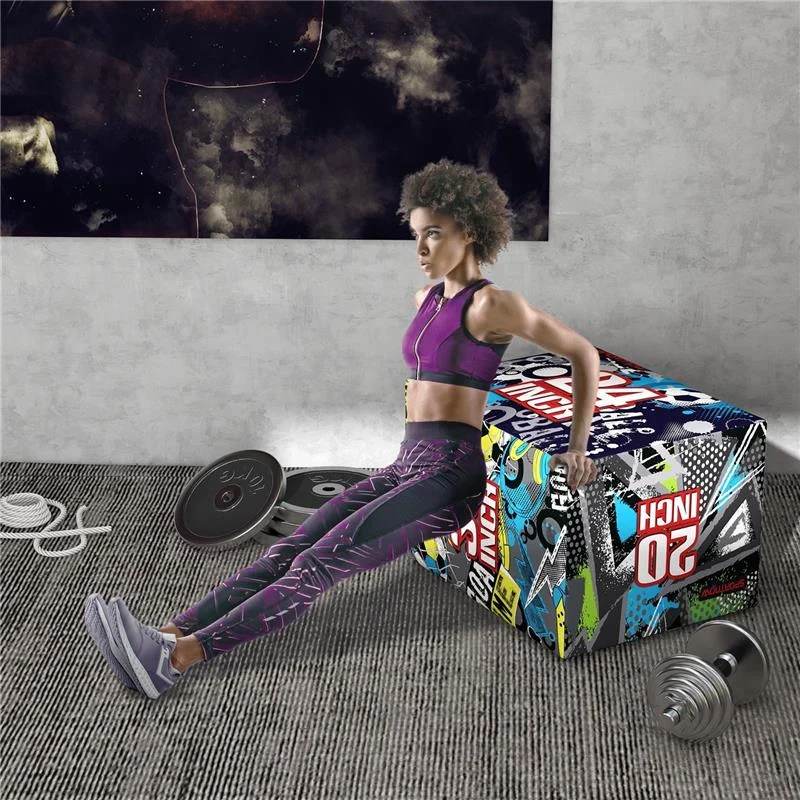 PLYO BOX 3 ALTEZZE JUMPING BOX ANTISCIVOLO PER CASA E PALESTRA, 76X61X51CM, MULTICOLORE - Image 6