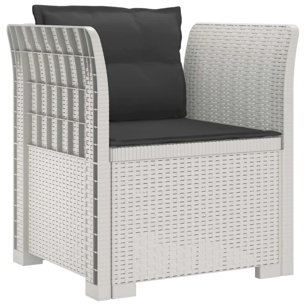 Poltrona a 1 Posto con Cuscini Aspetto Rattan PP Bianco 8011877 - Image 2
