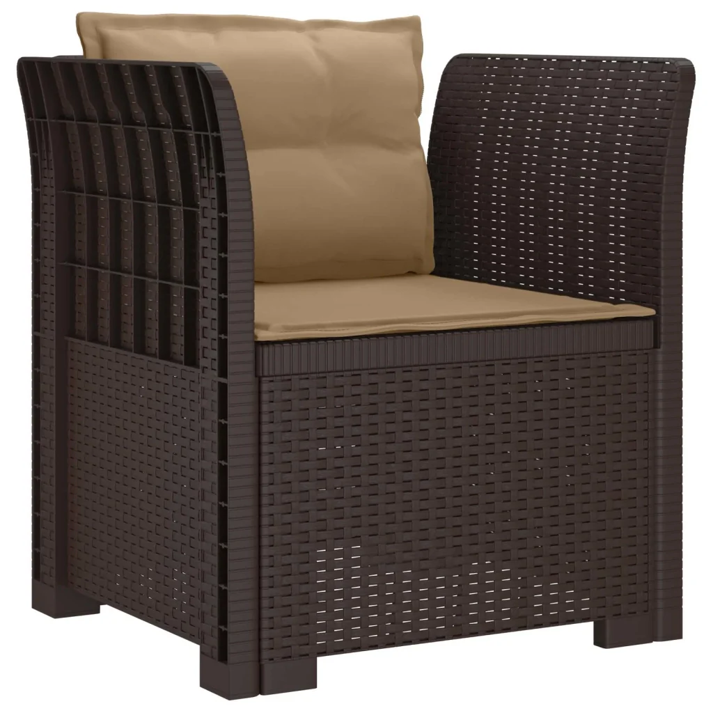 Poltrona a 1 Posto con Cuscini Aspetto Rattan PP Marrone 8011874