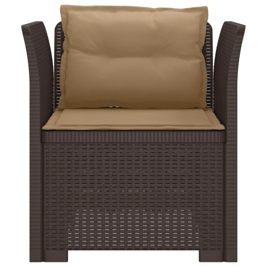 Poltrona a 1 Posto con Cuscini Aspetto Rattan PP Marrone 8011874 - Image 3