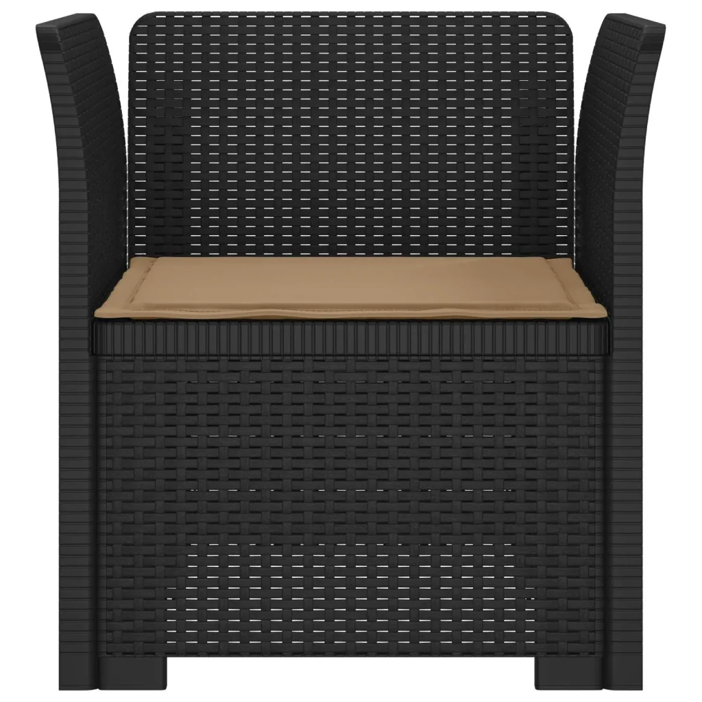 Poltrona a 1 Posto con Cuscino Aspetto Rattan PP Antracite 8011854 - Image 3
