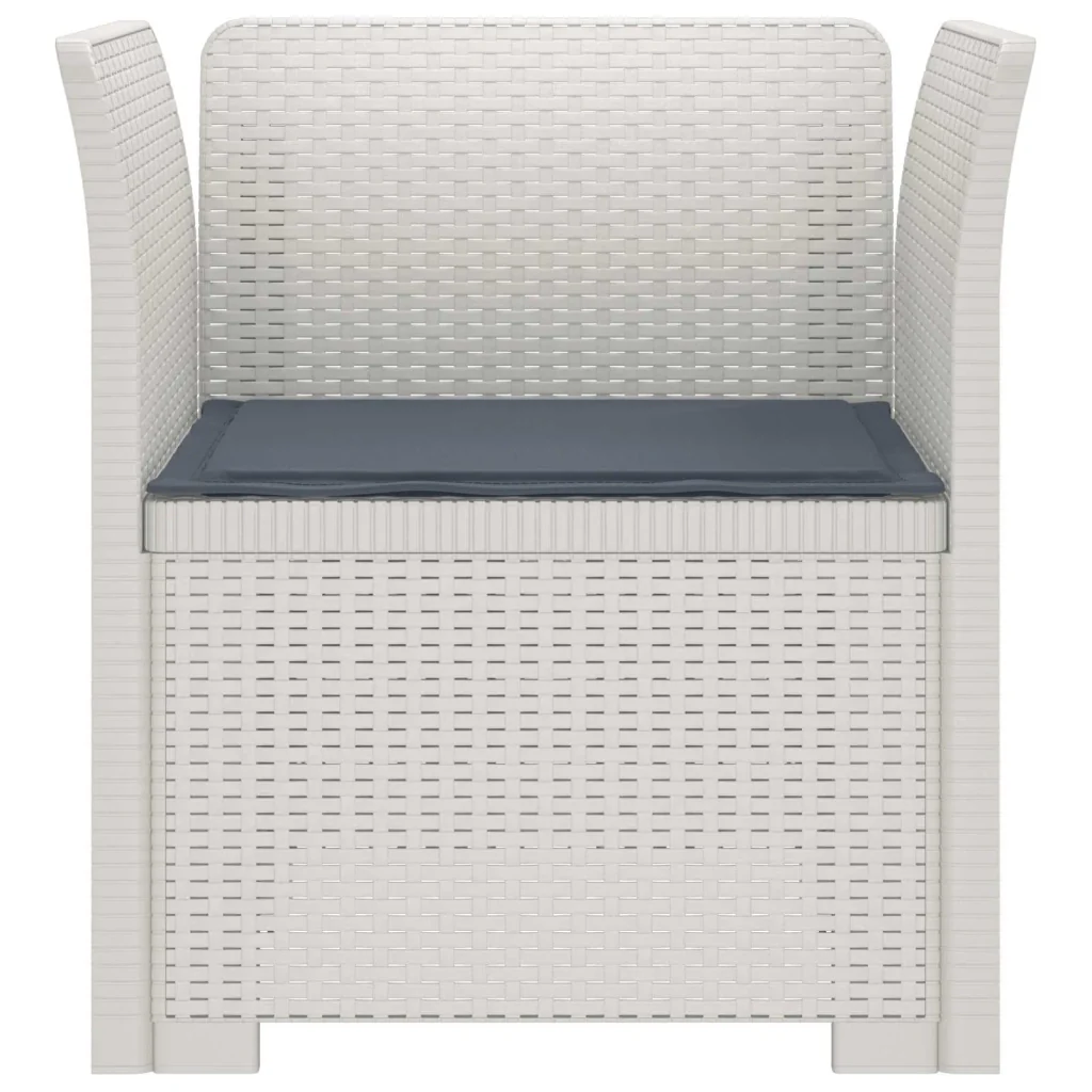 Poltrona a 1 Posto con Cuscino Aspetto Rattan PP Bianco 8011863 - Image 3
