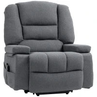 Poltrona Alzapersona Reclinabile con 8 Punti Massaggianti, in Tessuto Effetto Lino, 97x90x102 cm, Grigio - Image 10