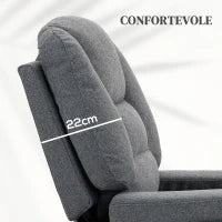 Poltrona Alzapersona Reclinabile con 8 Punti Massaggianti, in Tessuto Effetto Lino, 97x90x102 cm, Grigio - Image 7