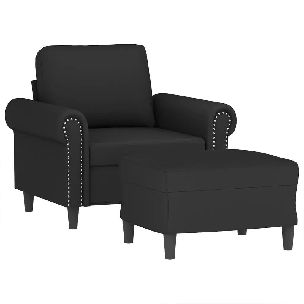 Poltrona con Poggiapiedi Nero 60 cm in Velluto - Image 3