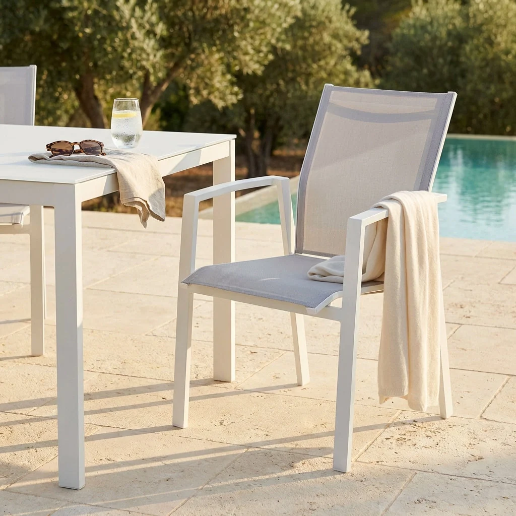 Poltrona da Giardino in Alluminio Textilene cm 57x61x89 - DREW - Image 2