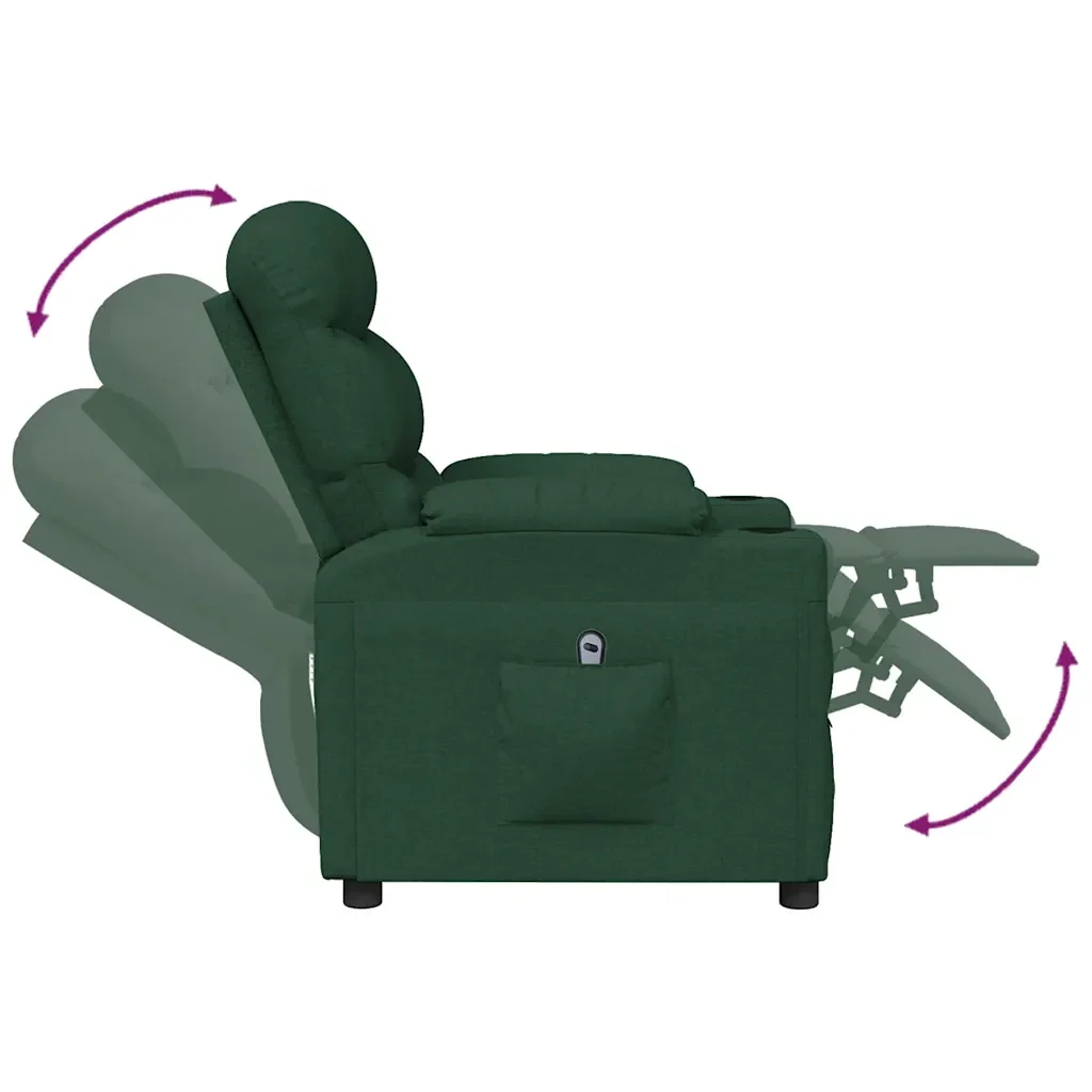 Poltrona Elettrica Reclinabile Verde Scuro in Tessuto 3143497 - Image 7