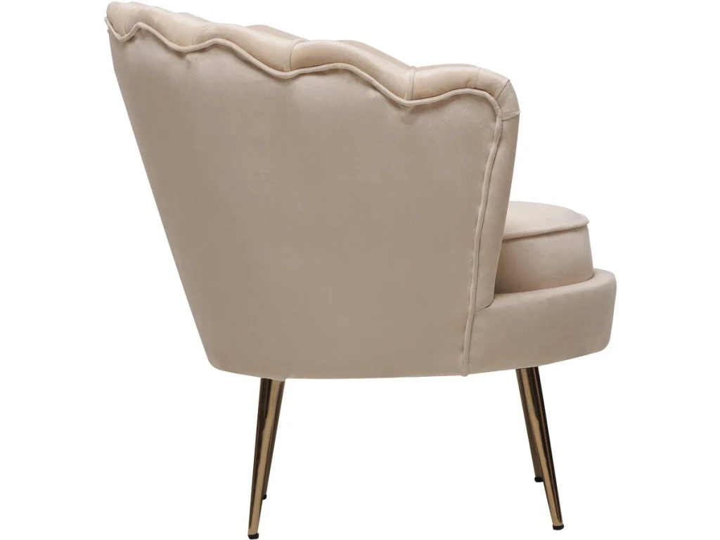 Poltrona "Floria" in velluto - 75 x 68 x 77,5 cm - Beige - Image 3