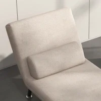 Poltrona Letto Singolo 3 in 1 con Schienale Reclinabile su 5 Livelli, Cuscino Imbottito e Materasso, Divano Letto Singolo Pieghevole per Soggiorno, in Acciaio, Lino, 75x70x75cm, Beige - Image 9