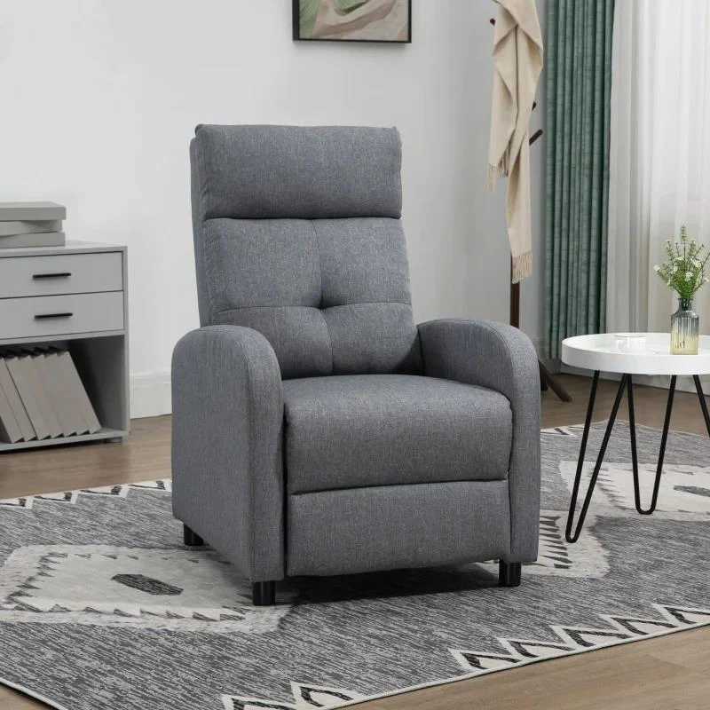 POLTRONA RECLINABILE 155¦ MAX IN TESSUTO EFFETTO LINO GRIGIO CON POGGIAPIEDI, 67X87X98 CM - Image 4