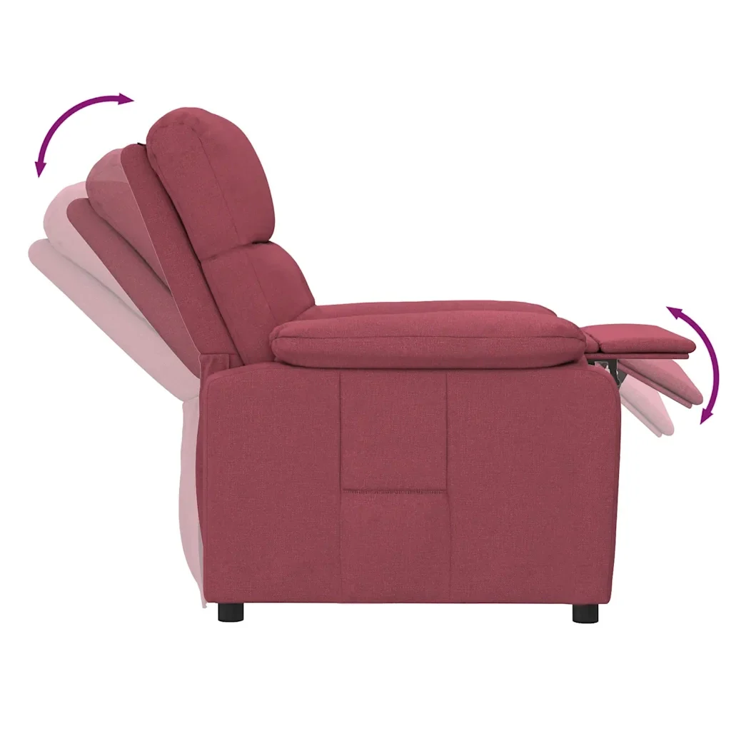 Poltrona Reclinabile in Tessuto Rosso Vino - Image 6
