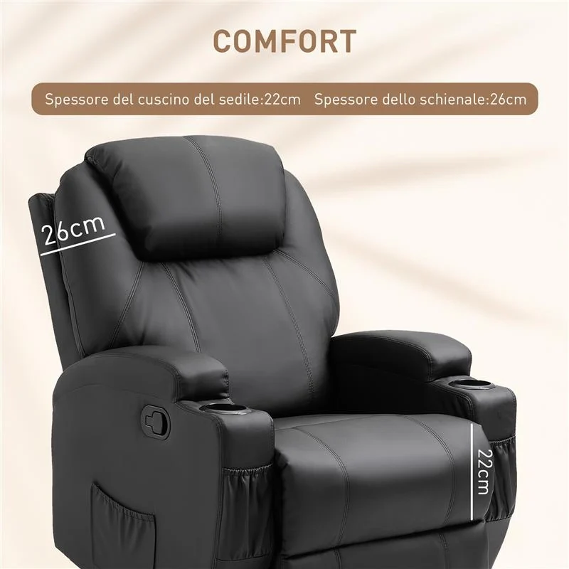 POLTRONA RELAX MASSAGGIANTE CON 8 PUNTI 5 MODALITÀ E 2 INTENSITÀ NERA - Image 7