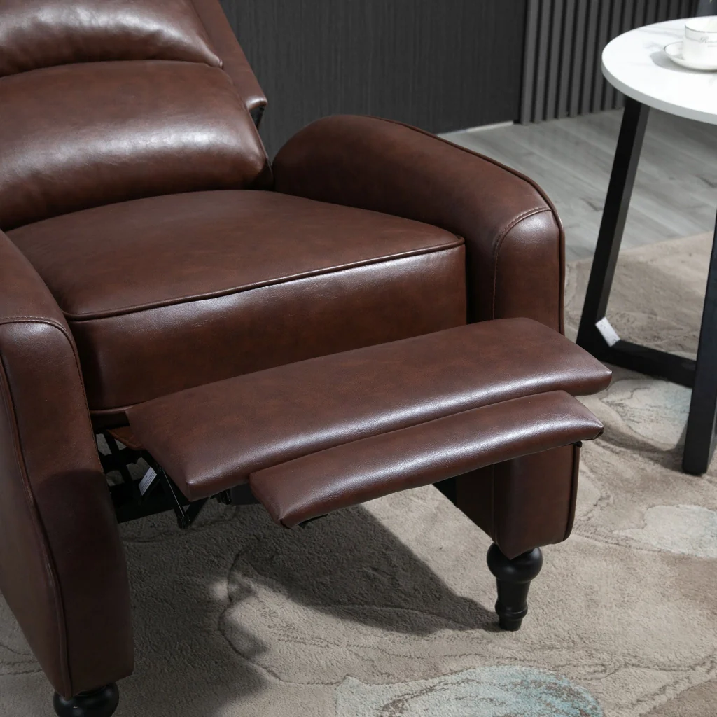 Poltrona Relax Reclinabile Manuale in Similpelle Marrone - Image 9