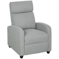 Poltrona Relax, regolabile 135°, poggiapiedi e schienale imbottiti, Lino-Polyester, Grigio Chiaro