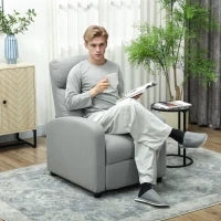 Poltrona Relax, regolabile 135°, poggiapiedi e schienale imbottiti, Lino-Polyester, Grigio Chiaro - Image 2