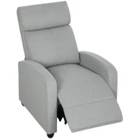 Poltrona Relax, regolabile 135°, poggiapiedi e schienale imbottiti, Lino-Polyester, Grigio Chiaro - Image 5