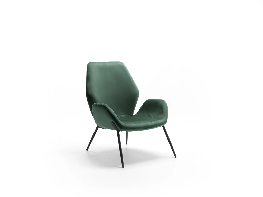 Poltrona Brandy in velluto verde scuro con gambe in metallo verniciato nero - Design contemporaneo ed avvolgente per il living - Stones - Image 2