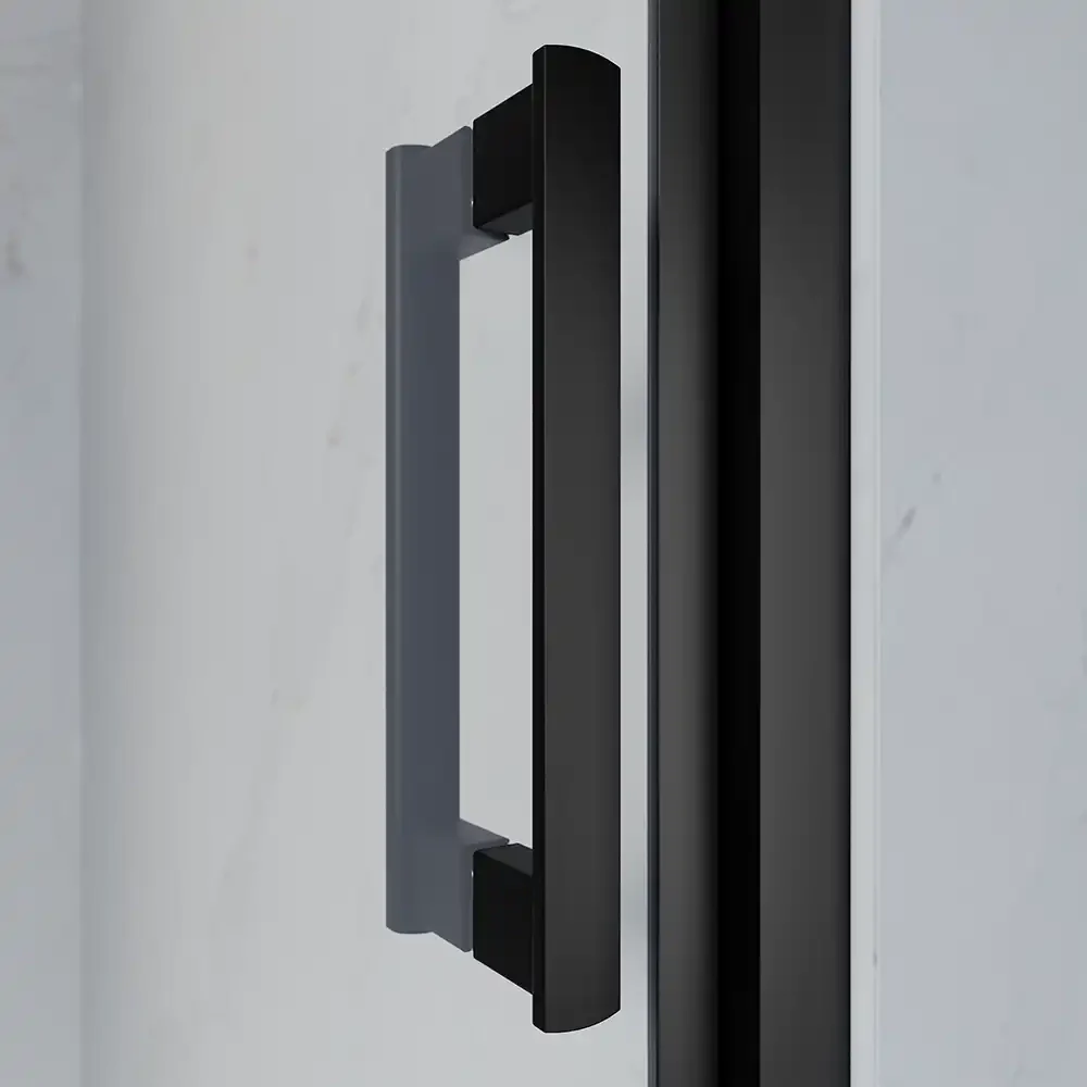 Porta doccia 100 cm apertura a battente profili neri opachi vetro trasparente | Apulia - Image 3