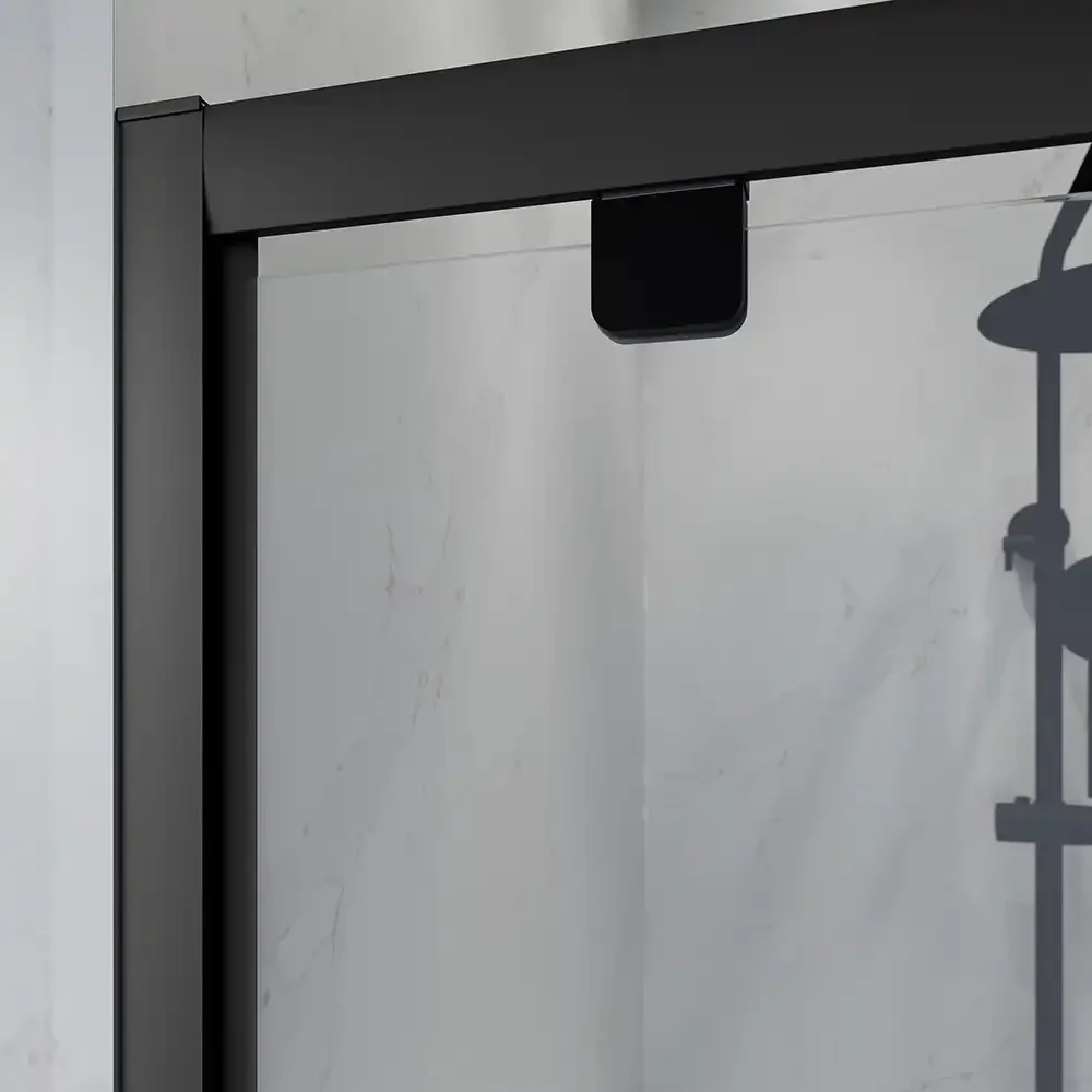 Porta doccia 100 cm apertura a battente profili neri opachi vetro trasparente | Apulia - Image 6