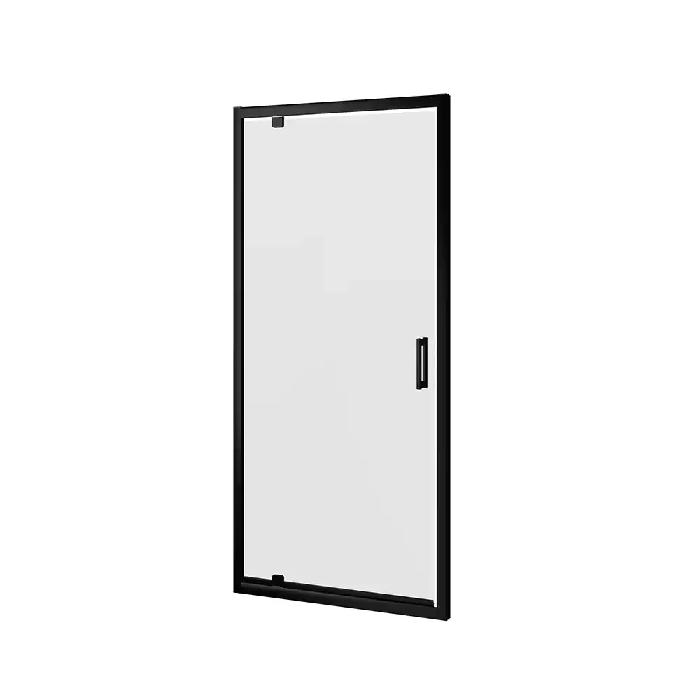 Porta doccia 100 cm apertura a battente profili neri opachi vetro trasparente | Apulia - Image 7