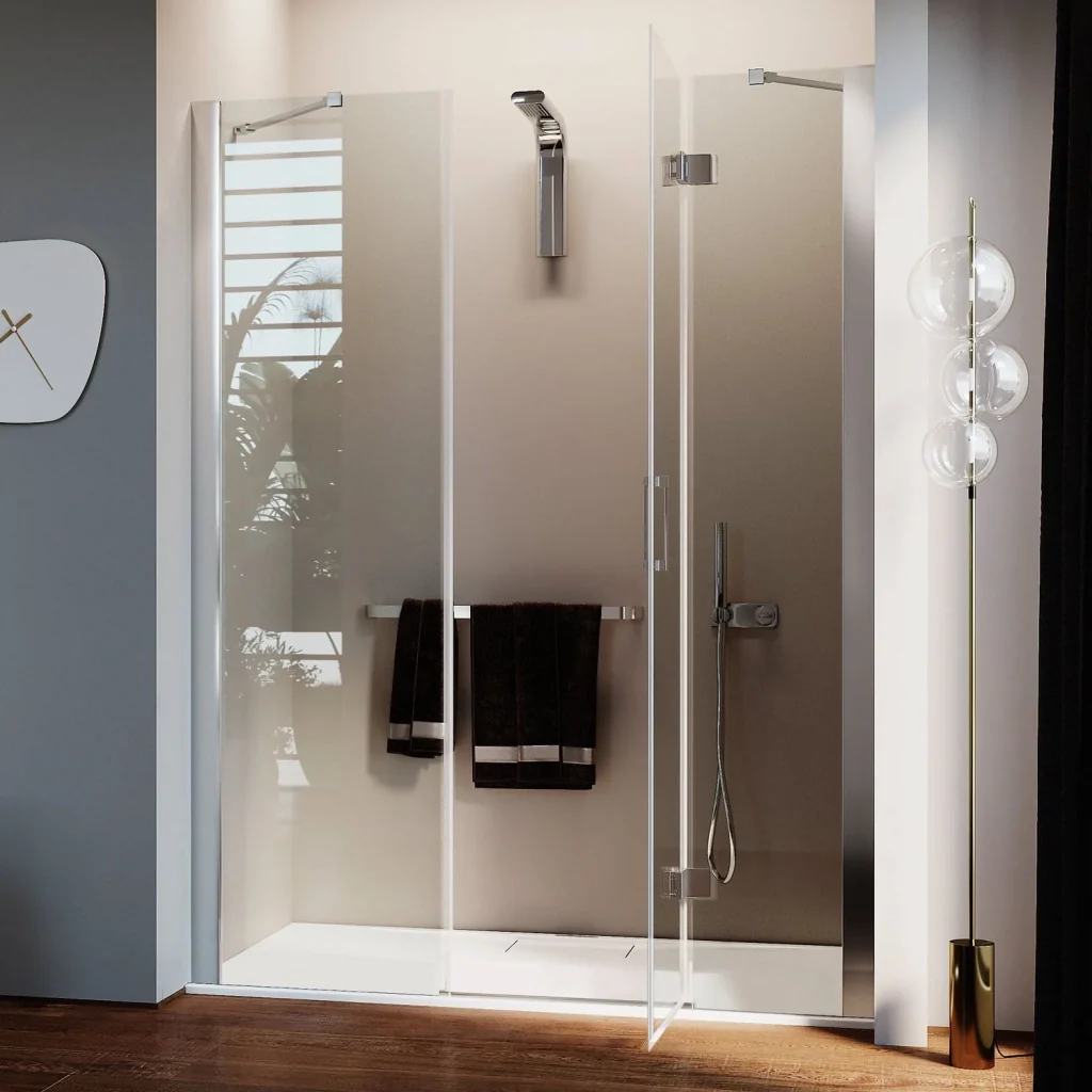 Porta Doccia 110CM H190 Vetro Trasparente con Easy-Clean mod. Flip Anta + Fisso - Image 3