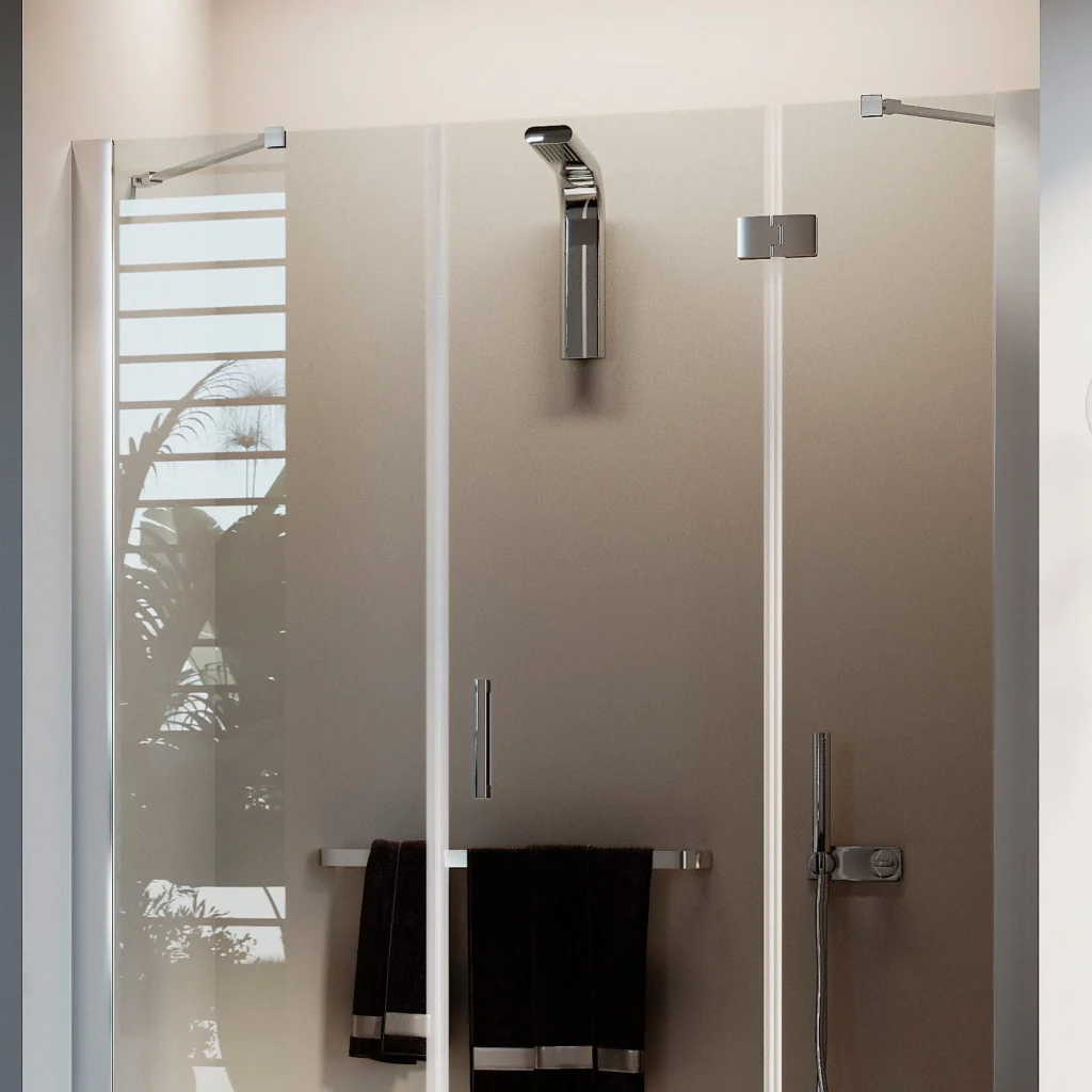 Porta Doccia 120CM H190 Vetro Trasparente con Easy-Clean mod. Flip Anta + Fisso - Image 4