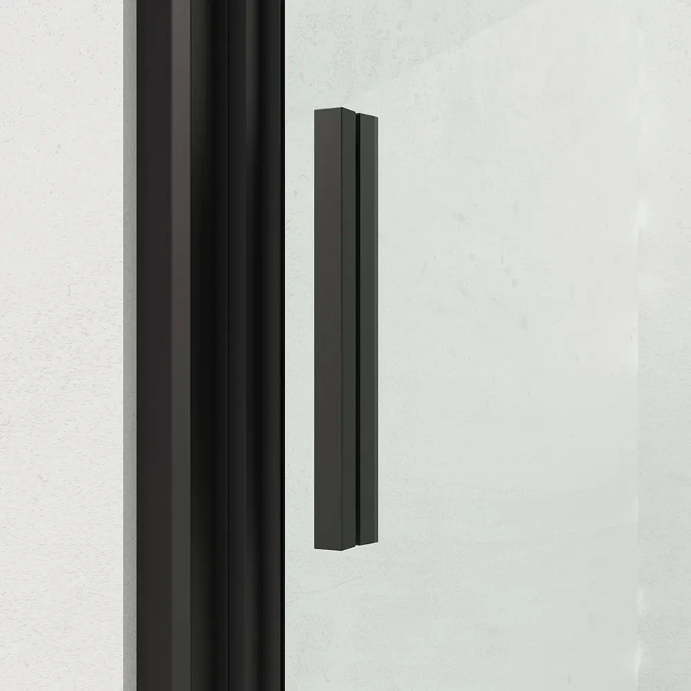 Porta doccia 140cm profili slim nero opaco vetro 6mm trasparente h190 | Portofino - Image 6