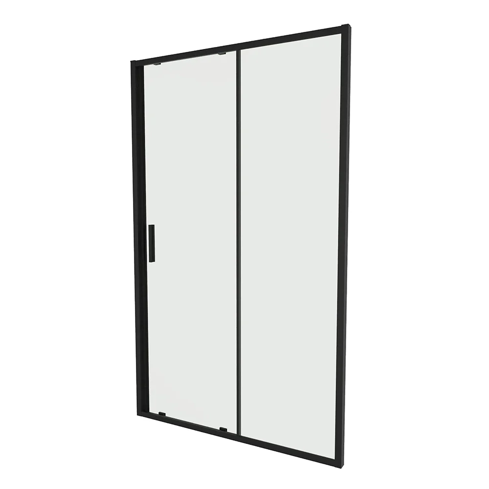 Porta doccia 140cm profili slim nero opaco vetro 6mm trasparente h190 | Portofino - Image 7