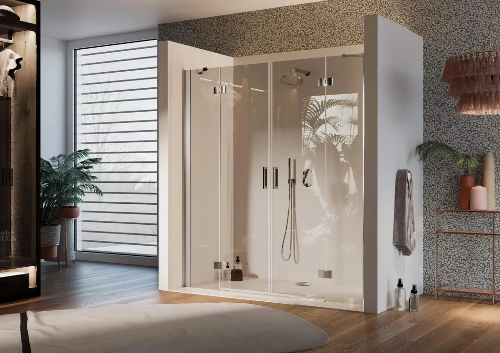 Porta Doccia 180 cm 2 Ante Battenti in Cristallo Trasparente 6mm H190 Fosterberg Herning - Image 3