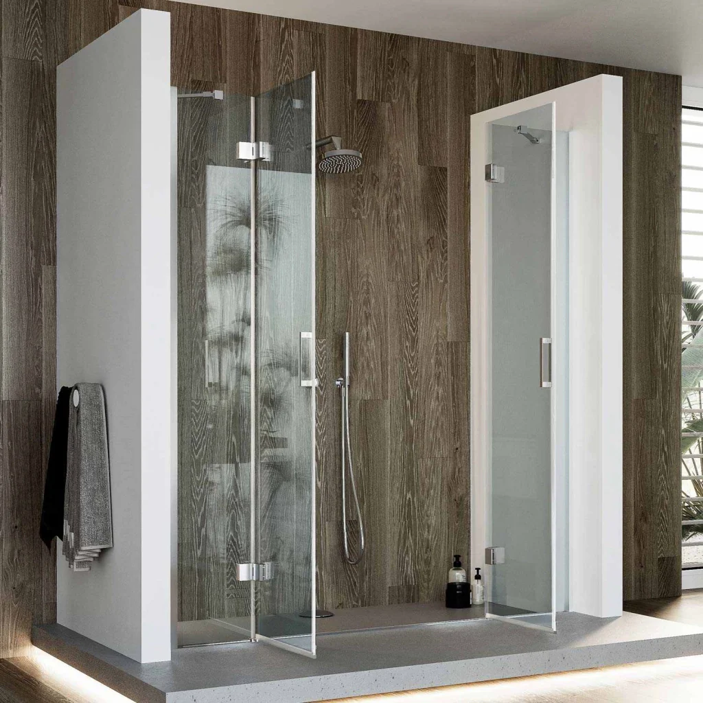 Porta Doccia 210CM H190 Vetro Trasparente con Easy-Clean mod. Flip Anta + Anta - Image 3