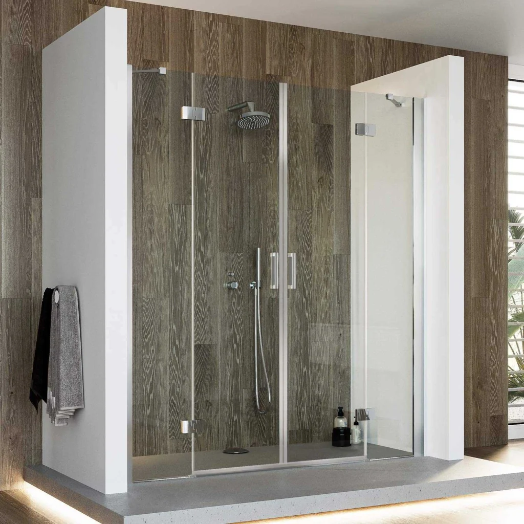 Porta Doccia 240CM H190 Vetro Trasparente con Easy-Clean mod. Flip Anta + Anta - Image 2