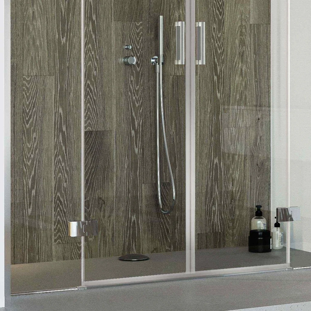 Porta Doccia 240CM H190 Vetro Trasparente con Easy-Clean mod. Flip Anta + Anta - Image 5