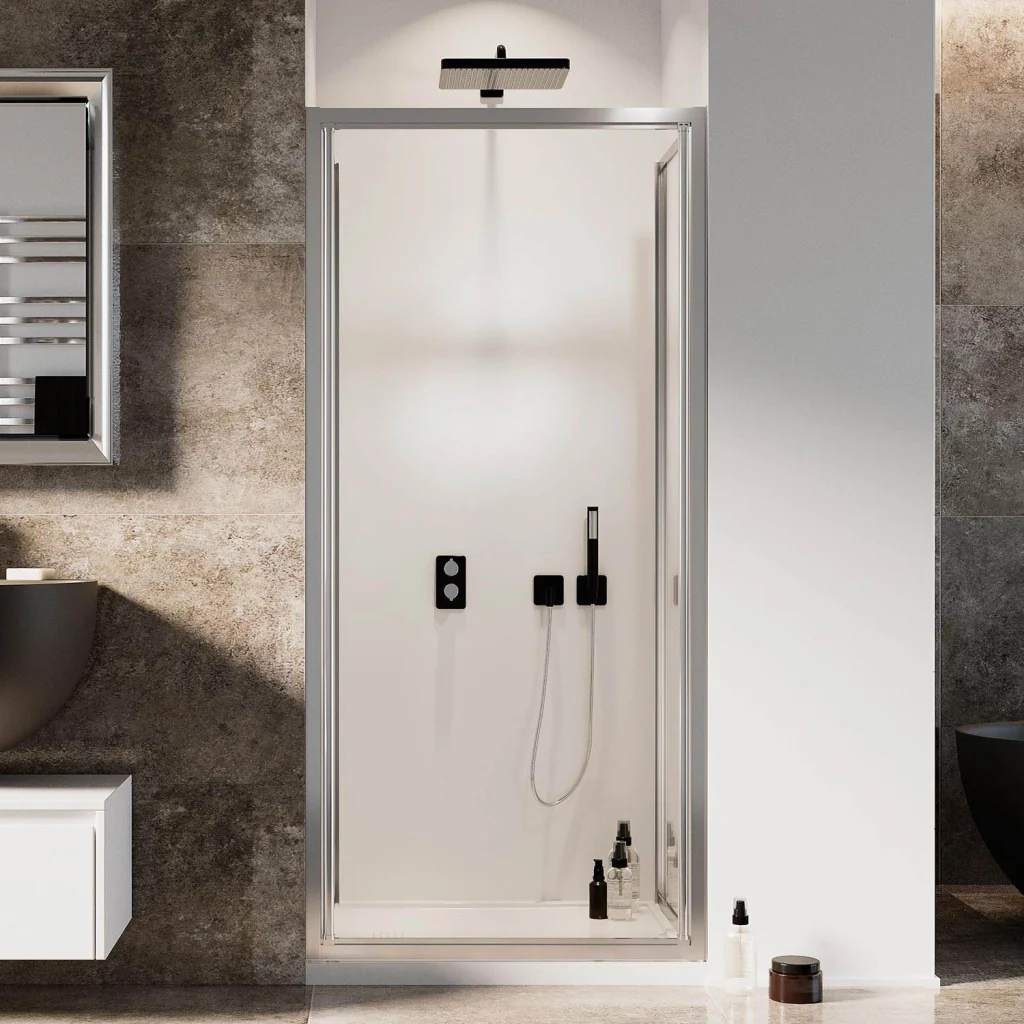 Porta Doccia 70CM H185 Cristallo Trasparente Apertura Saloon con Doppia Anta Battente mod. Clint - Image 3