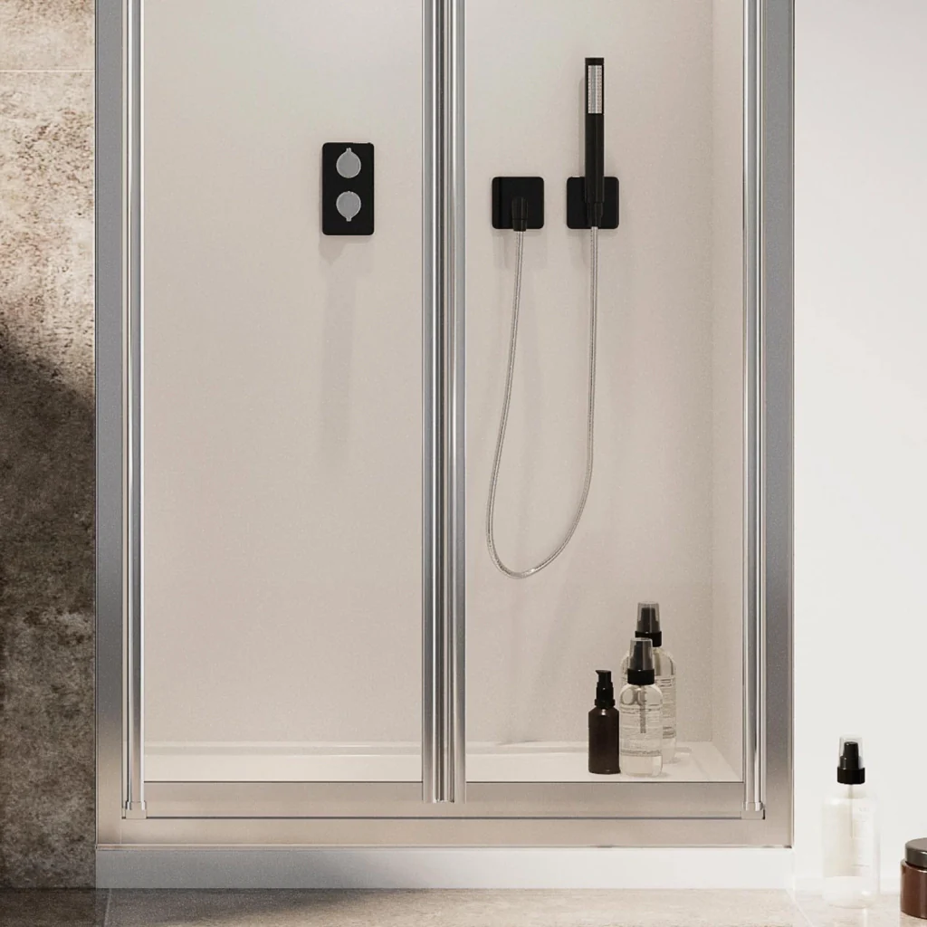 Porta Doccia 70CM H185 Cristallo Trasparente Apertura Saloon con Doppia Anta Battente mod. Clint - Image 5