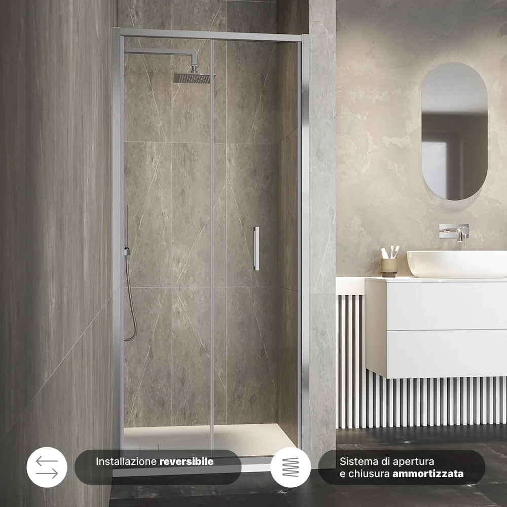 Porta doccia 80cm apertura a libro vetro 6mm trasparente  | Aruba