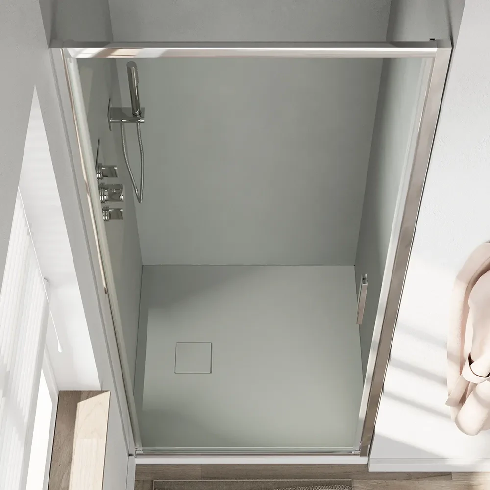 Porta doccia 90cm con apertura a battente profili slim cromati vetro 6mm trasparente h190 | Portofino - Image 4